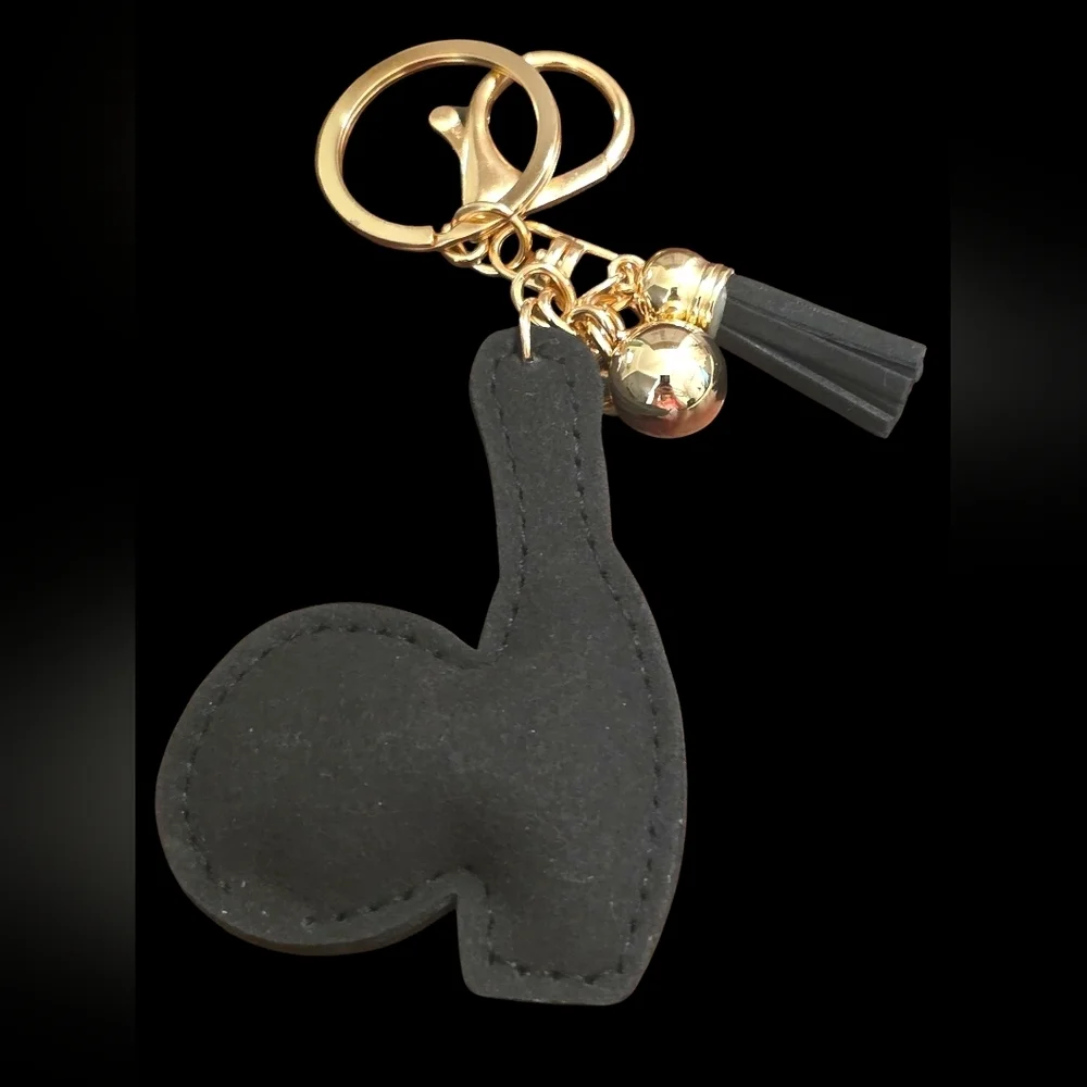Elegant Black and Gold Bowling Bag Charm Keychain